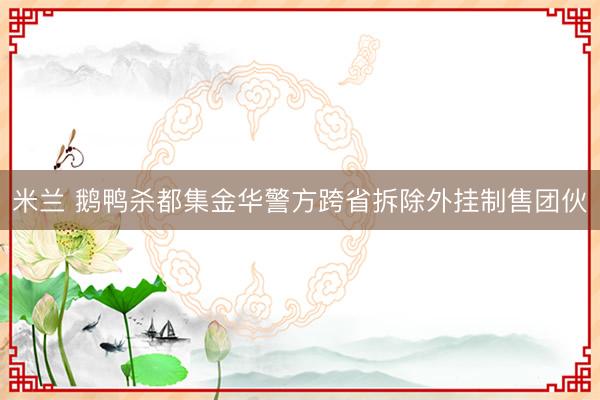 米兰 鹅鸭杀都集金华警方跨省拆除外挂制售团伙