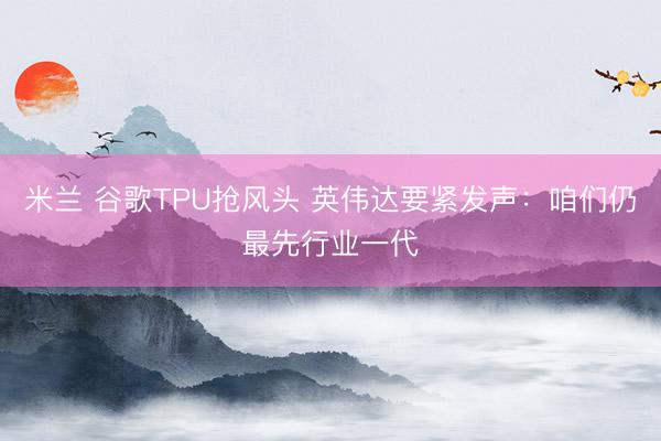 米兰 谷歌TPU抢风头 英伟达要紧发声：咱们仍最先行业一代